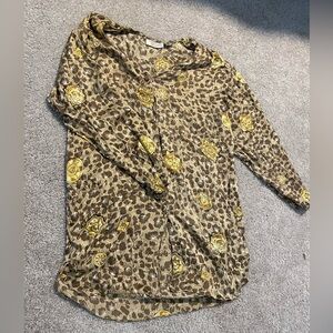 Victoria's Secret Brown and Yellow Patterned Top